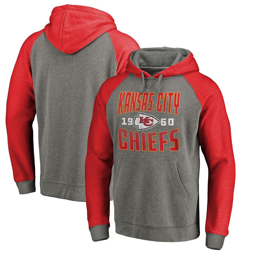 Men Kansas City Chiefs NFL Pro Line by Fanatics Branded Timeless Collection Antique Stack TriBlend Raglan Pullover Hoodie Ash->brooklyn nets->NBA Jersey